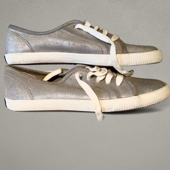 Keds Sneakers Grey Silver Slightly Sparkly Lace Up (7) - Picture 3 of 8